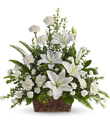 White Elegance Basket from Maplehurst Florist, local flower shop in Essex Junction